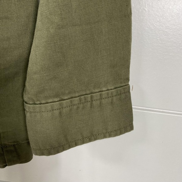 Talbots Jacket Womens XS Green Utility Button Front Cotton Linen Safari Belted - Picture 2 of 14